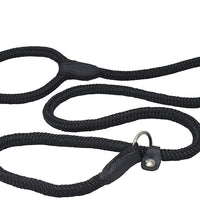 Dogs My Love Nylon Rope Slip Dog Lead Adjustable Collar and Leash 6ft Long Black