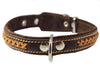 Genuine Leather Braided Dog Collar, Brown 1" Wide. Fits 14"-18" Neck.