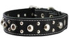 Black Genuine Leather Studded Dog Collar, Soft Suede Padded1.5 Wide. Fits 17"-20" Neck