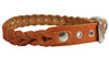 Dogs My Love Tan Genuine Leather Braided Dog Collar Braided 1" Wide, Fits 18"-21.5" Neck, Medium