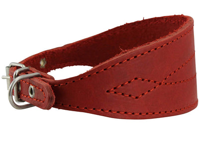 Red Real Leather Tapered Extra Wide Whippet Dog Collar 2