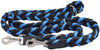 6 Way Euro Multifunctional Braided Dog Leash, Adjustable Schutzhund Lead 42"-68" Long 4 Sizes Blue