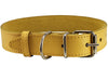 Genuine Leather Dog Collar Yellow 4 Sizes