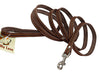 6' Long Genuine Leather Braided Dog Leash Brown 3/8" Wide for Small Dogs and Puppies