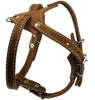 Brown Genuine Leather Dog Harness, 16.5"-20" Chest size, 1/2" Wide