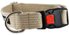 Cotton Web Adjustable Dog Collar with Locking Device 4 Sizes Beige