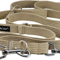 1" Wide Cotton Web 6-Way European Multi-functional Dog Leash, Adjustable Lead 45"-78" Long, Large