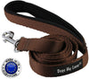 Dogs My Love 6ft Long Neoprene Padded Handle Nylon Leash 4 Sizes Brown