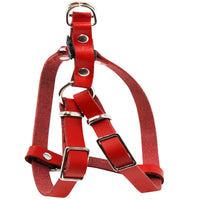 Genuine Leather Adjustable Step-in Dog Harness 2 Sizes Small XSmall [Red]