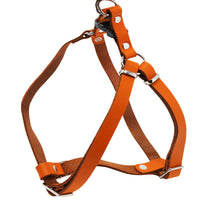Genuine Leather Adjustable Step-in Dog Harness 2 Sizes Small XSmall [Orange]