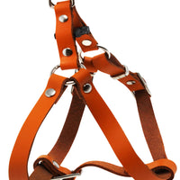Genuine Leather Adjustable Step-in Dog Harness 2 Sizes Small XSmall [Orange]