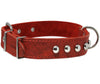 Genuine 1.25" Wide Thick Leather Studded Dog Red Collar. Fits 15"-20" Neck, Medium Breeds.