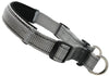 Soft Neoprene Padded Adjustable Reflective 1" Wide 2 Rings Design Dog Collar Grey 3 Sizes
