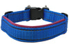 Soft Neoprene Padded Adjustable Reflective 1" Wide 2 Rings Design Dog Collar Blue 3 Sizes