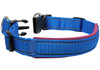 Soft Neoprene Padded Adjustable Reflective 1" Wide 2 Rings Design Dog Collar Blue 3 Sizes