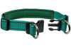 Soft Neoprene Padded Adjustable Reflective 1" Wide 2 Rings Design Dog Collar Green 3 Sizes