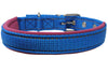 Soft Neoprene Padded Adjustable Reflective 1" Wide Classic Dog Collar Blue 3 Sizes