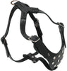Black Genuine Leather Rhinestones Dog Harness for Small Dogs 13"-17.5" Chest