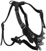 Black Genuine Leather Spiked Dog Harness for Small Dogs 13"-17.5" Chest