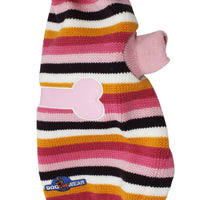 Dog Sweater Knitted Pullover Warm Winter Clothing Colorful Pink Stripes Medium 16"(40cm) long