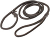 Genuine Rolled Leather Slip Dog Leash and Adjustable Choke Collar British Style Lead 6ft Long Brown