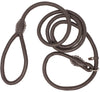 Genuine Rolled Leather Slip Dog Leash and Adjustable Choke Collar British Style Lead 6ft Long Brown