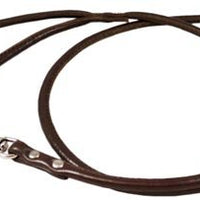 Round Genuine Rolled Leather Dog Leash 52" Long 3/8" Wide Brown for Medium Breeds