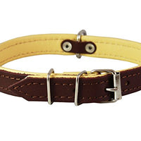Real Leather Soft Leather Padded Dog Collar Brown/Beige