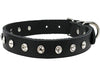 Genuine Soft Black Leather Crystal Glass Rhinestone Studded Dog Collar 7 Sizes