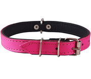 Real Leather Soft Leather Padded Dog Collar Pink/Black