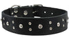 Genuine Soft Black Leather Crystal Glass Rhinestone Studded Dog Collar 7 Sizes