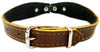 Brown Genuine leather Designer Dog Collar 14.5"x1" with Studs, Daisy, and Rhinestone
