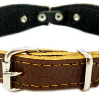 Brown Genuine leather Designer Dog Collar 11"x3/4" with Studs, Daisy, and Rhinestone
