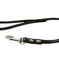 Round Genuine Rolled Leather Dog Short Leash 24" Long 3/8" Wide Black for Medium Breeds