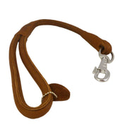 Brown Round Genuine Rolled Leather Dog Short Leash 20" Long 5/8" Wide Lead for Large Breeds