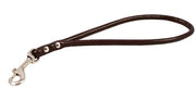 Round Genuine Rolled Handle Leather Dog Short Leash 12" Long 3/8" Wide Brown for Medium Breeds