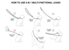 6 Way European Multi-functional Cotton Web Dog Leash, Adjustable Lead 50"-90" Long, Amstaff, Boxer