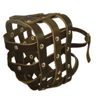 Real Leather Dog Basket Muzzle #114 Brown (Circumf 17.3", Snout Length 4.3") Mastiff, Great Dane