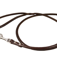 Round Genuine Rolled Leather Dog Leash 52" Long 3/8" Wide Brown for Medium Breeds
