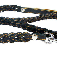 Genuine Leather Braided Dog Leash 4 Ft Long 3/4" Wide Black