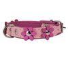 Real Leather Daisy Flowers Dog Collar Pink/Baby-Pink