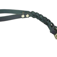 Dogs My Love Black Leather Braided Dog Short Traffic Leash 12" Long 4-thong Braid for Large Breeds