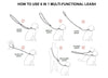 1.25" Wide Cotton Web 6-Way European Multi-functional Dog Leash Adjustable Lead 45"-78" Long XLarge