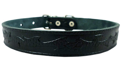 Tooled Leather Dog Collar. 5/8