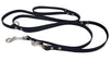 Black 6 Way Euro Leather Dog Leash, Adjustable Lead 49"-94" Long, 1/2" Wide (12 mm) for Medium Dogs