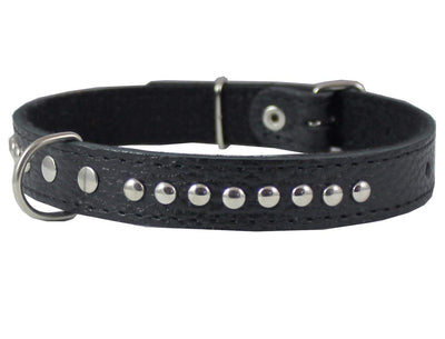 Genuine Leather Studded Padded Dog Collar 18