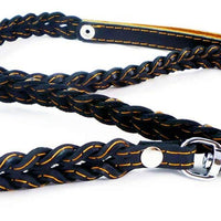 Genuine Leather Braided Dog Leash 4 Ft Long 3/4" Wide Black