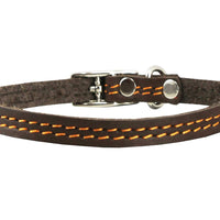Genuine Leather Dog Collar 8"-9.5" Neck for Smallest Breeds and Young Puppies Brown
