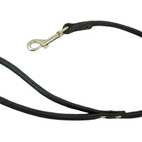 Round Genuine Rolled Leather Dog Short Leash 24" Long 3/8" Wide Black for Medium Breeds