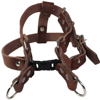 Genuine Leather Medium 18.5"-22" Chest 3/4-inch Wide Adjustable Dog Step-in Harness Brown
